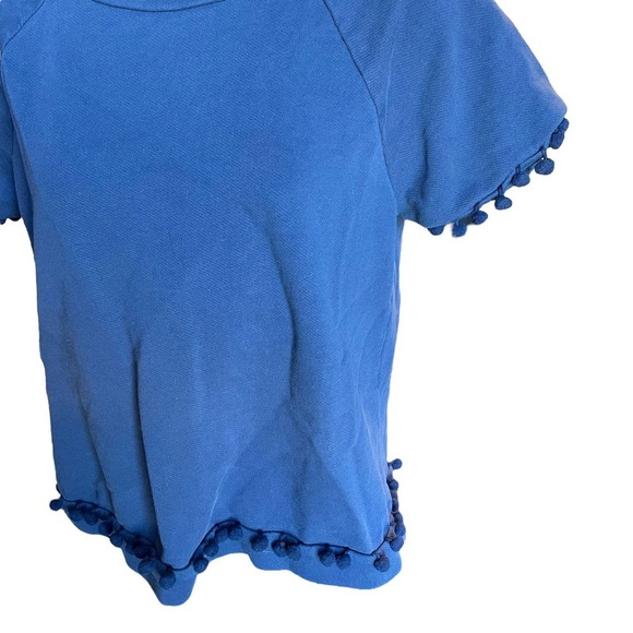 ModCloth Blue Cotton Pom Pom Blouse Sz M - Picture 3 of 8
